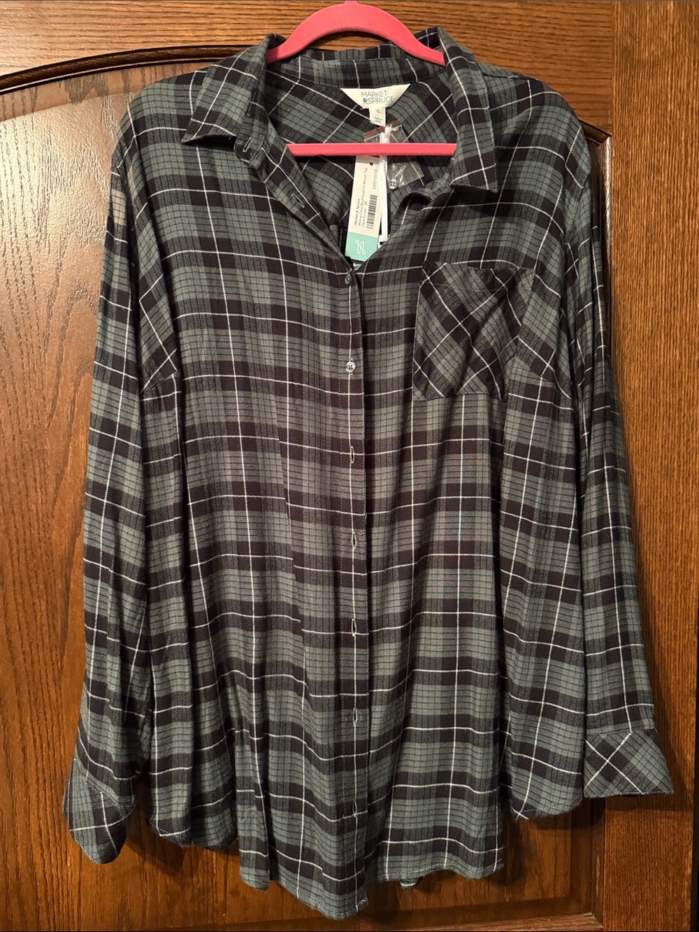 Market & Spruce Women’s Plaid Tunic Shirt - Black & Gray